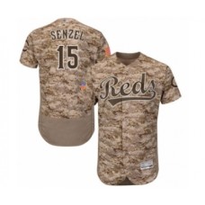 Men's Cincinnati Reds #15 Nick Senzel Authentic Camo Alternate Cool Base Baseball Jersey