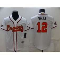 Men's Atlanta Braves #12 Jorge Soler Nike White 2022 Gold Program Authentic Player Stitched Jersey