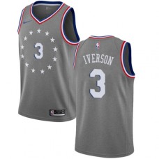 Men's Nike Philadelphia 76ers #3 Allen Iverson Swingman Gray NBA Jersey - City Edition