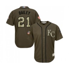 Men's Kansas City Royals #21 Homer Bailey Authentic Green Salute to Service Baseball Jersey