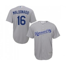 Men's Kansas City Royals #16 Martin Maldonado Replica Grey Road Cool Base Baseball Jersey