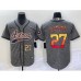 Men's Houston Astros #27 Jose Altuve Number Grey Gridiron Cool Base Stitched Baseball Jersey