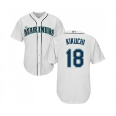 Men's Seattle Mariners #18 Yusei Kikuchi Replica White Home Cool Base Baseball Jersey