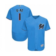 Men's Miami Marlins #1 Isan Diaz Blue Alternate Flex Base Authentic Collection Baseball Player Stitched Jersey