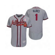 Men's Ozzie Albies Atlanta Braves #1 Gray 2019 Mothers Day Flex Base Authentic Stitched Jersey