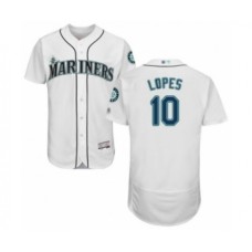 Men's Seattle Mariners #10 Tim Lopes White Home Flex Base Authentic Collection Baseball Player Stitched Jersey