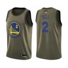 Men's Golden State Warriors #2 Jordan Bell Swingman Green Salute to Service 2019 Basketball Finals Bound Basketball Jersey