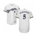 Men's Milwaukee Brewers #5 Cory Spangenberg White Alternate Flex Base Authentic Collection Baseball Jersey