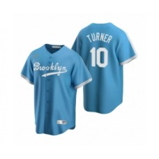 Men's Los Angeles Dodgers #10 Justin Turner Nike Light Blue Cooperstown Collection Alternate Stitched Jersey