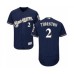 Men's Milwaukee Brewers #2 Trent Grisham Navy Blue Alternate Flex Base Authentic Collection Baseball Player Stitched Jersey