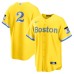 Men's Boston Red Sox #2 Xander Bogaerts Nike Gold-Light Blue 2021 City Connect Replica Player Stitched Jersey