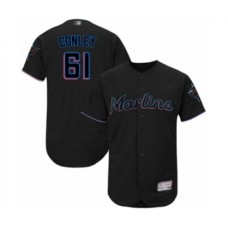 Men's Miami Marlins #61 Adam Conley Black Alternate Flex Base Authentic Collection Baseball Player Stitched Jersey