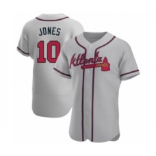 Men's Chipper Jones #10 Atlanta Braves Gray Authentic Road Stitched Jersey