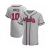 Men's Chipper Jones #10 Atlanta Braves Gray Authentic Road Stitched Jersey