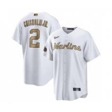 Men's Miami Marlins #2 Jazz Chisholm Jr. White 2022 All-Star Cool Base Stitched Baseball Jersey