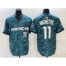 Men's Nike Toronto Blue Jays #11 Bo Bichette Number Teal 2023 All Star Cool Base Stitched Jersey