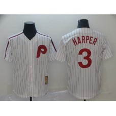 Men's Nike Philadelphia Phillies #3 Bryce Harper White Collection Home Stitched Baseball Jersey