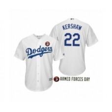 Men's 2019 Armed Forces Day Clayton Kershaw #22 Los Angeles Dodgers White Stitched Jersey