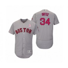 Men's 2019 Mothers Day David Ortiz Boston Red Sox #34 Gray Flex Base Road Stitched Jersey