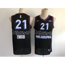 Men's Philadelphia 76ers #21 Joel Embiid Nike Black 2020-21 Swingman Stitched Jersey