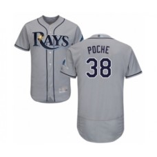 Men's Tampa Bay Rays #38 Colin Poche Grey Road Flex Base Authentic Collection Baseball Player Stitched Jersey