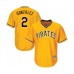 Men's Pittsburgh Pirates #2 Erik Gonzalez Replica Gold Alternate Cool Base Baseball Jersey