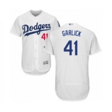 Men's Los Angeles Dodgers #41 Kyle Garlick White Home Flex Base Authentic Collection Baseball Player Stitched Jersey