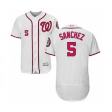 Men's Washington Nationals #5 Adrian Sanchez White Home Flex Base Authentic Collection Baseball Player Stitched Jersey