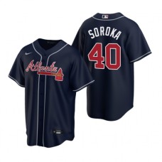 Men's Nike Atlanta Braves #40 Mike Soroka Navy Alternate Stitched Baseball Jersey