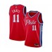 Men's Philadelphia 76ers #11 James Ennis Authentic Red Finished Basketball Stitched Jersey - Statement Edition