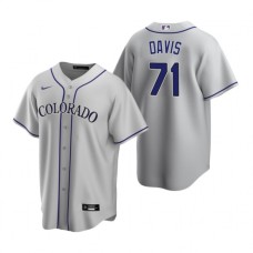 Men's Nike Colorado Rockies #71 Wade Davis Gray Road Stitched Baseball Jersey