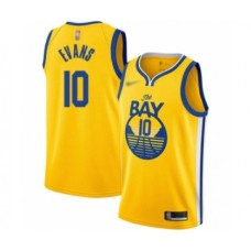 Men's Golden State Warriors #10 Jacob Evans Authentic Gold Finished Basketball Stitched Jersey - Statement Edition