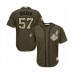 Men's Cleveland Indians #57 Shane Bieber Authentic Green Salute to Service Baseball Jersey