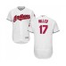 Men's Cleveland Indians #17 Brad Miller White Home Flex Base Authentic Collection Baseball Jersey