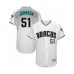 Men's Arizona Diamondbacks #51 Randy Johnson White Teal Alternate Authentic Collection Flex Base Baseball Jersey