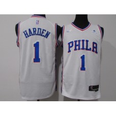 Men's Philadelphia 76ers #1 James Harden White 75th Anniversary Association Edition Swingman Stitched Jersey