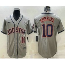 Men's Houston Astros #10 Yuli Gurriel Number Grey With Patch Stitched MLB Cool Base Nike Jersey