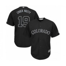 Men's Colorado Rockies #19 Charlie Blackmon Chuck Nazty Authentic Black 2019 Players Weekend Baseball Jersey