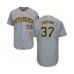 Men's Pittsburgh Pirates #37 Edgar Santana Grey Road Flex Base Authentic Collection Baseball Player Stitched Jersey