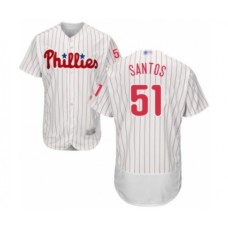 Men's Philadelphia Phillies #51 Enyel De Los Santos White Home Flex Base Authentic Collection Baseball Player Stitched Jersey