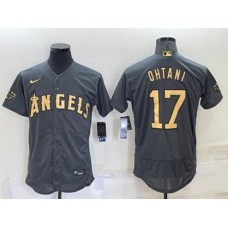 Men's Los Angeles Angels #17 Shohei Ohtani Grey 2022 All Star Stitched Flex Base Nike Jersey