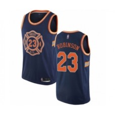 Men's New York Knicks #23 Mitchell Robinson Authentic Navy Blue Basketball Jersey - City Edition