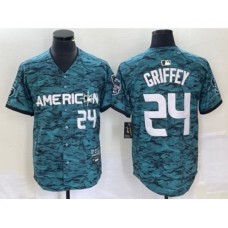 Men's Nike Seattle Mariners #24 Ken Griffey Number Teal 2023 All Star Cool Base Stitched Jersey2