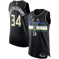 Men's Milwaukee Bucks #34 Giannis Antetokounmpo Jordan Brand Black 2020-21 Authentic Swingman Stitched Jersey