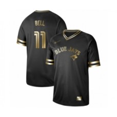 Men's Toronto Blue Jays #11 George Bell Authentic Black Gold Fashion Baseball Stitched Jersey