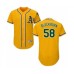 Men's Oakland Athletics #58 Paul Blackburn Gold Alternate Flex Base Authentic Collection Baseball Player Stitched Jersey