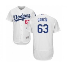 Men's Los Angeles Dodgers #63 Yimi Garcia White Home Flex Base Authentic Collection Baseball Player Stitched Jersey