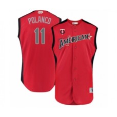 Men's Minnesota Twins #11 Jorge Polanco Authentic Red American League 2019 Baseball All-Star Jersey