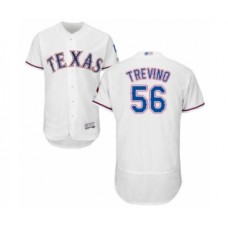 Men's Texas Rangers #56 Jose Trevino White Home Flex Base Authentic Collection Baseball Player Stitched Jersey