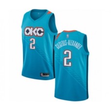 Men's Oklahoma City Thunder #2 Shai Gilgeous-Alexander Authentic Turquoise Basketball Jersey - City Edition